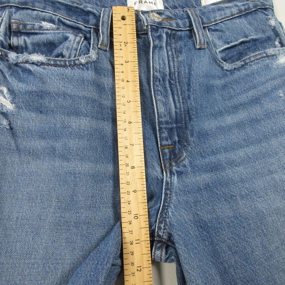FRAME Le Jane Straight Leg Jeans Women 26 Blue Denim Distressed Casual y2k 606 - Picture 14 of 14